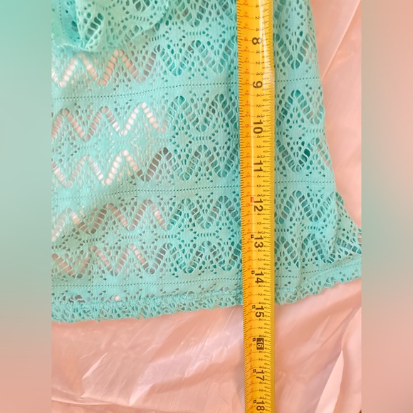 Hula Honey Turquoise Lacey Ruffled Open Back versatile Strap Bikini Top M EUC - Picture 10 of 14